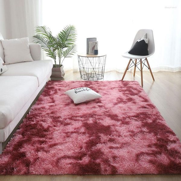 Teppiche Allmähliche Änderung der Farbe Wohnzimmer Couchtisch Schlafzimmer Langer samtweicher Seidenteppich