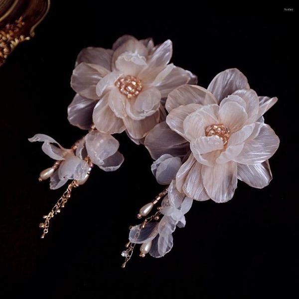 Orecchini pendenti Fiore nuziale floreale orecchino pendente da sposa per spose accessori donna ragazza regalo di compleanno festa abito da sera gioielli