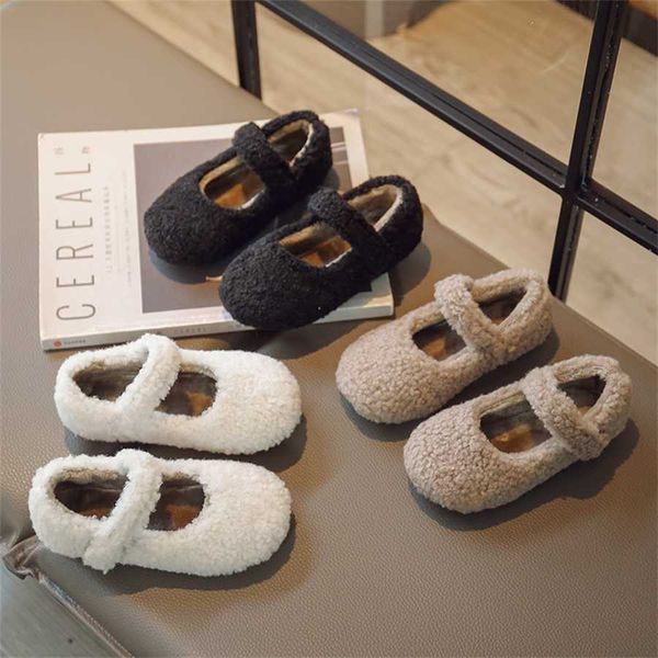 Stivaletti in pelliccia per ragazze Integrazione peluche Caldi bambini Studenti Moda Inverno Solido Scarpe casual per feste 230922