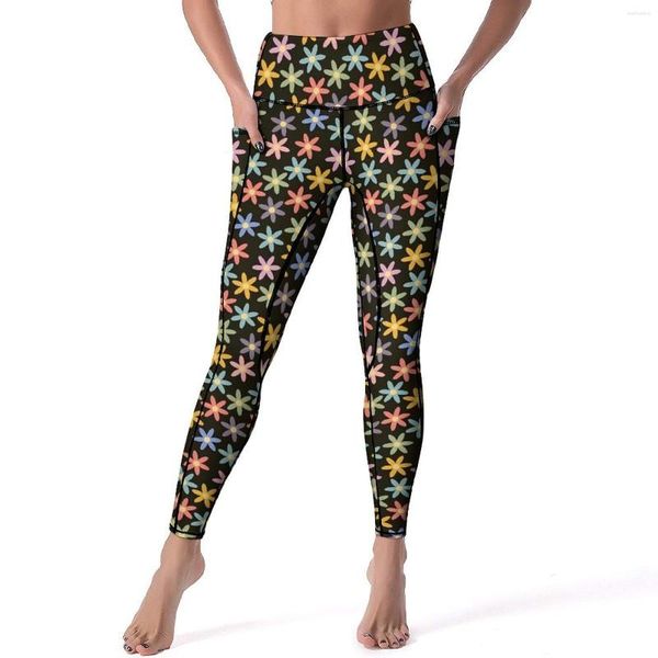 Calças ativas coloridas ditsy floral leggings flores impressão de fitness yoga mulheres cintura alta básica esportes collants estiramento legging personalizada