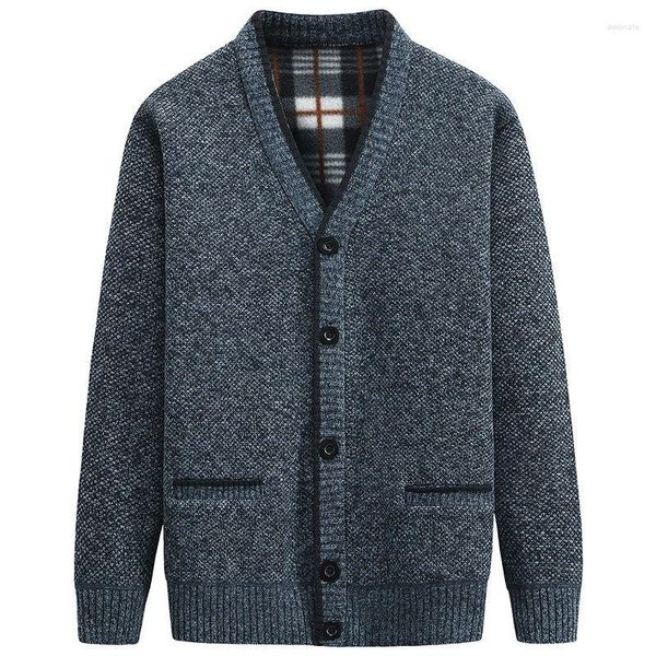 Casacos masculinos 2023 cardigan outono inverno grosso com decote em v camisola de malha casaco moda masculina causal jaqueta quente outerwear