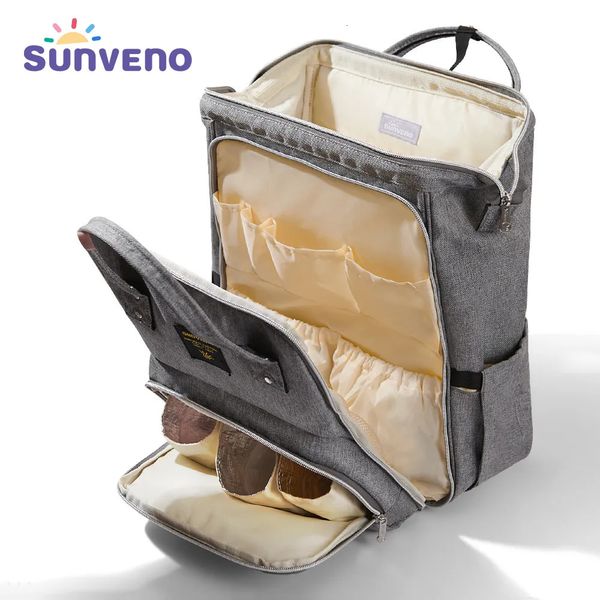 Elegante sacos de fraldas sunveno atualização saco mochila multifuncional viagem mochila maternidade bebê mudando 20l grande capacidade