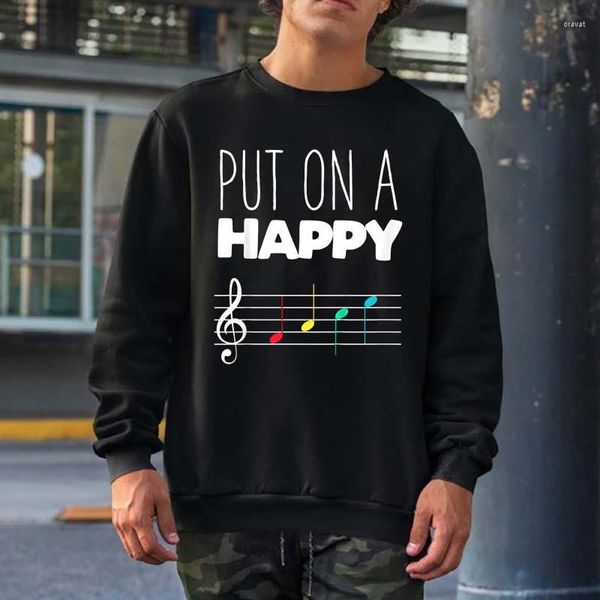 Erkek Hoodies Komik Mutlu Bir Yüz Müzik Yapın Müzik Notları Öğretmen Öğrenci Hediye Sweatshirts Erkek Kadın Sokak Giyim Crewneck Kapüşonlu Pamuk