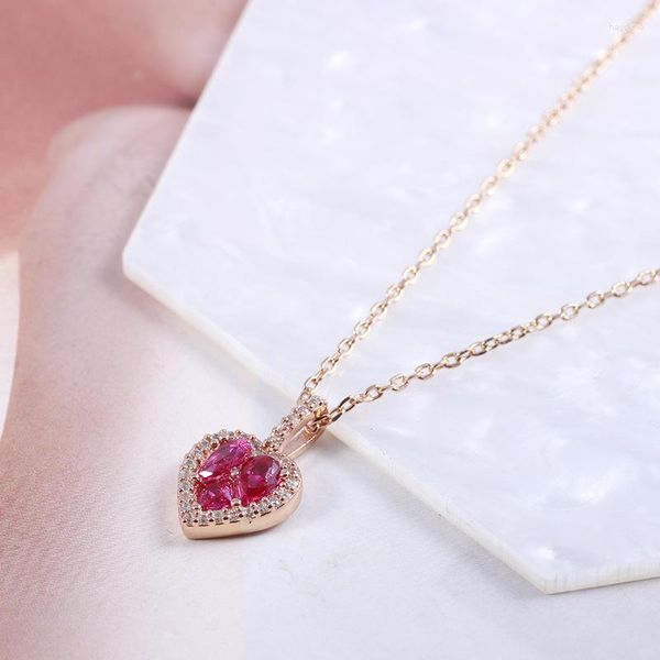 Ожерелья с подвесками, европейский и американский драгоценный камень, любовь, сладкое персиковое сердце, элегантное модное трендовое японское корейское женское ожерелье