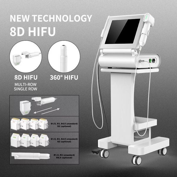 8D Hifu Hochintensiver fokussierter Ultraschall Ultra-Hautstraffung 360-Grad-Linienschnitzerei Anti-Falten-Facelift-Maschine Hi 8D-Ultraschallbehandlungsmaschine