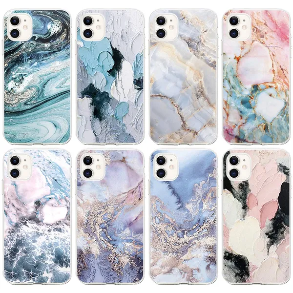 Custodie in marmo di moda per Iphone 15 Plus 14 Pro Max 13 12 11 XS MAX XR X 8 7 6 Iphone15 Rock Stone Granito Quarzo Morbido TPU Moda Cute Lovely Cover per telefono Pelle