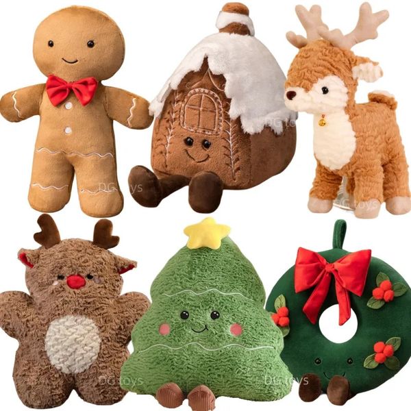 Bonecas de pelúcia natal gengibre pão plushie travesseiro recheado chocolate biscoito cabine casa decoração almofada engraçado natal árvore parsty boneca 231007