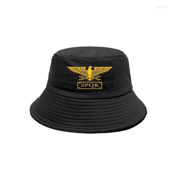 Berets SPQR Bucket Chapéus Moda Legal Império Romano Caps Ao Ar Livre Verão Protetor Solar Chapéu de Pescador MZ-117