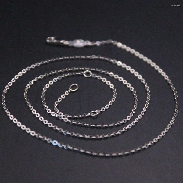 Zincirler Gerçek Platin 950 Kolye Kadın Kadın 1.1mm Katı Rolo Bağlantı Zinciri 16-17-18inch Neckalces Damga Pt950