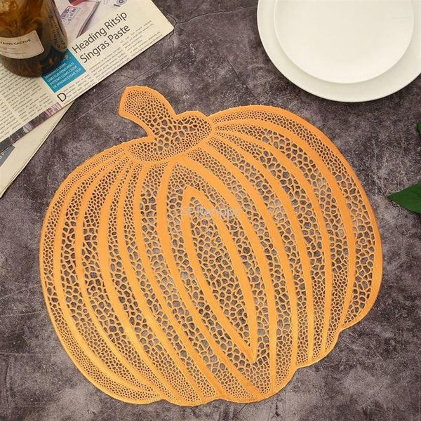 Tapetes de mesa Halloween Abóbora Golden American Placemat Recorte Isolamento Não-deslizamento Pvc Café Decorativo Cozinha Criativo 4pcs295d