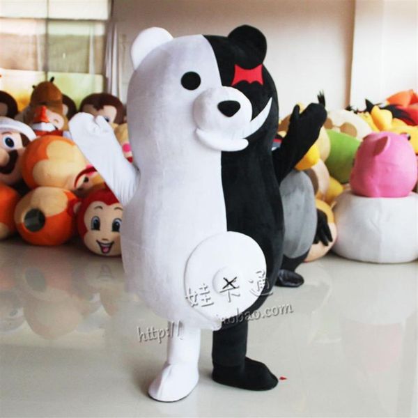 Trajes da mascote dos desenhos animados preto e branco urso mascote traje monokuma trajes da mascote para anime papel vestido dos desenhos animados vestuário cos308e