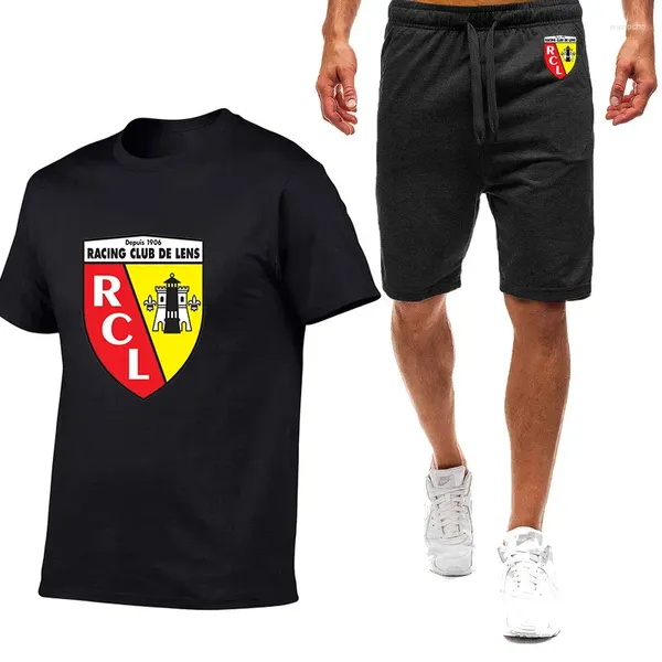 Fatos masculinos Euro Club Rc Lens 2023 Verão vender bem nove cores de manga curta camiseta simples casual na moda confortável lazer terno