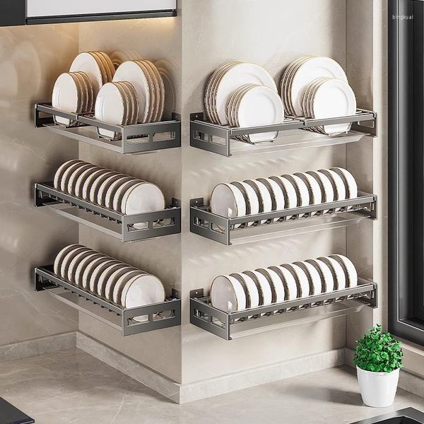 Küche Lagerung Edelstahl Schüssel Wand Abtropfgestell Rack Platte Trocknen Tablett Organizer Hängen Halter