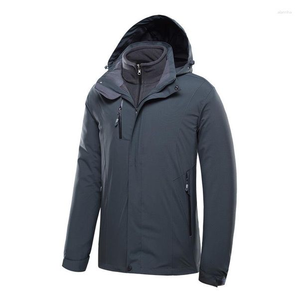 Jaquetas masculinas 2024 inverno impermeável 2 em 1 jaqueta esportes ao ar livre quente casaco de lã interior caminhadas acampamento trekking esqui masculino