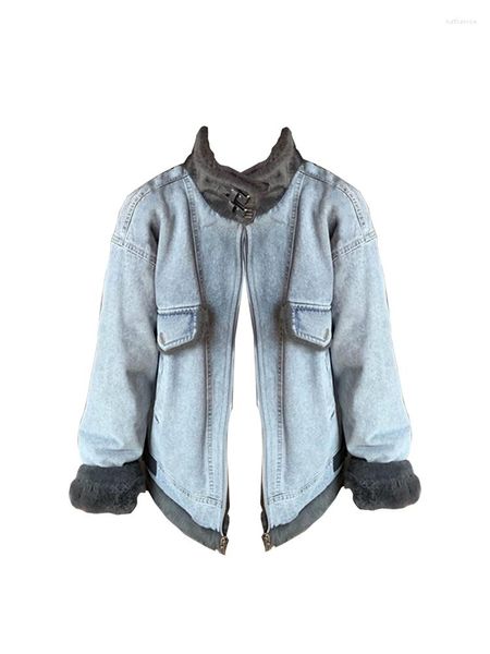 Trench da donna Donna anni '90 Parka di jeans vintage Cappotto di grandi dimensioni Cappotto caldo a maniche lunghe allentato Oversize coreano imbottito invernale