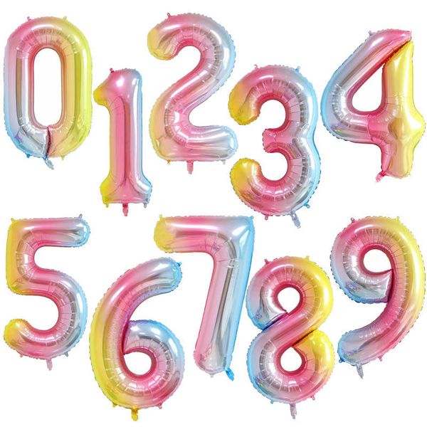 32 inç Folyo Doğum Günü Balonları Balon Figürleri Düğün Mutlu Yıllar Partisi Dekorasyonları Çocuk Baloons Doğum Günü 0-9