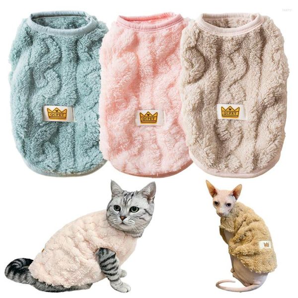 Trajes de gato macio aconchegante roupas inverno quente lã traje outono sphynx colete suéter para pequeno cão pulôver gatinho pet jaqueta casaco roupa