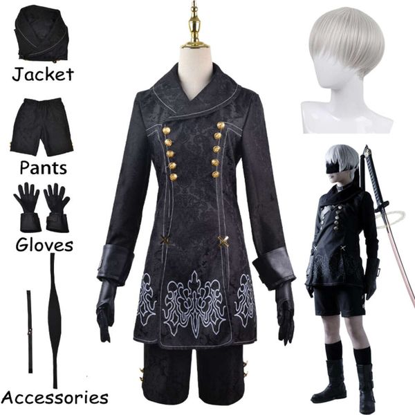 Jogo anime nier: automata cosplay 9s cosplay cotsume yorha no. 9 tipo s uniforme jaqueta calças eye wear luvas peruca halloween suitcosplay