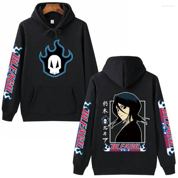 Erkek Hoodies 2023 Anime Bleach Kuchiki Rukia Hoodie Pullovers Üstler Uzun Kollu Hip Hop Sokak Giysesi Hediyesi