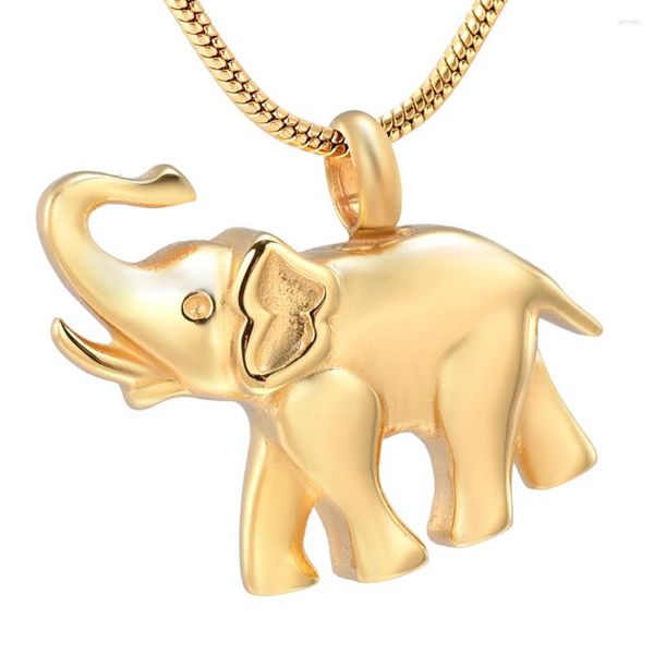 Collane con ciondolo JJ9743 Gioielli per cremazione in acciaio inossidabile con elefante per collana con urna commemorativa per animali domestici in /oro/oro rosa/nero