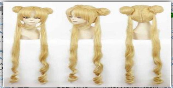 Mädchen Sailor Moon Cosplay Kostüme Perücke Tsukino Usagi und Prinzessin Serenity Locken tragen Haare hitzebeständiges Haar2802413