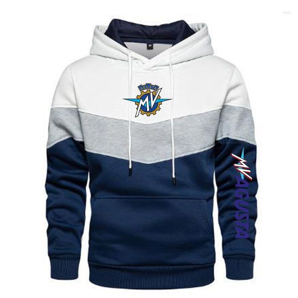 Erkek Hoodies Bahar Sonbahar MV Agusta Logo Patchwork Renk Kazak Uzun Kollu Hoodie Moda Pamuk Hoody Sweatshirt