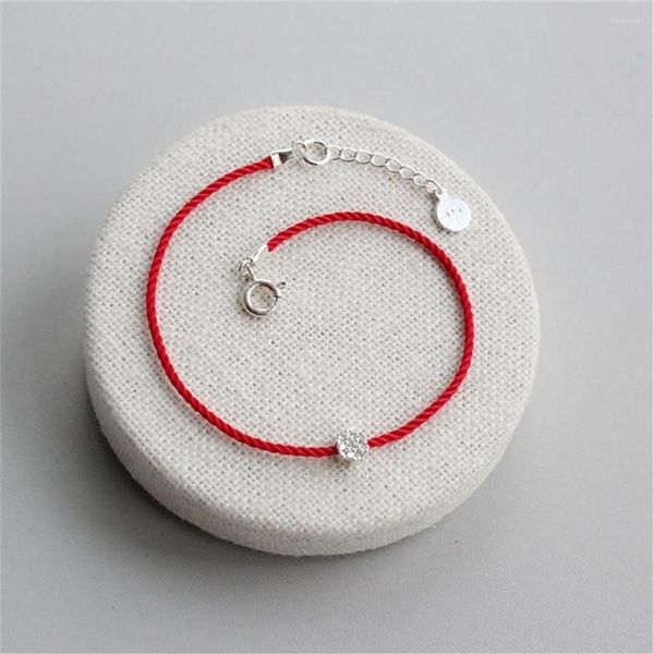 Charme pulseiras 925 pulseira de prata esterlina flor de ameixa casal mulheres linha vermelha corda corda jóias redline for267b