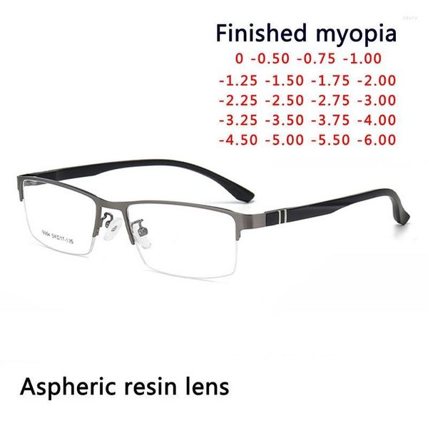 Солнцезащитные очки, стальные очки, тонкие оправы с металлической оптической оправой для деловой близорукости, рецепт 0-0,5-0,75-6