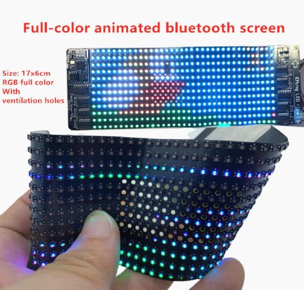 Módulo de led flexível rgb programável, à prova d'água, bluetooth, cor completa, display de 1236 pixels, matriz de sinal, controle por aplicativo, matriz de led sn7833705