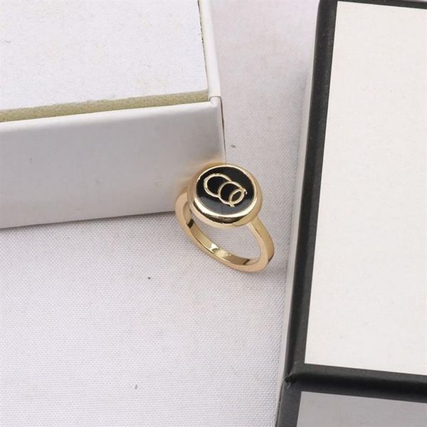 Misto simples de alta qualidade 18k anel banhado a ouro marca c dupla carta banda anéis vintage pequeno doce vento masculino feminino moda designer257p