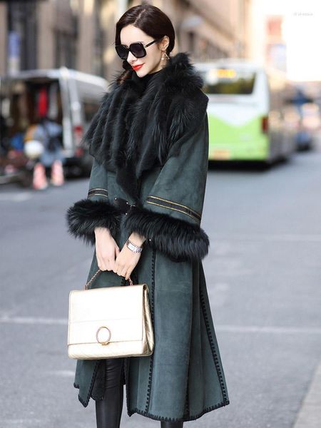Pele feminina 2023 moda patty italiano personalizado casaco de pele carneiro grama longa y151