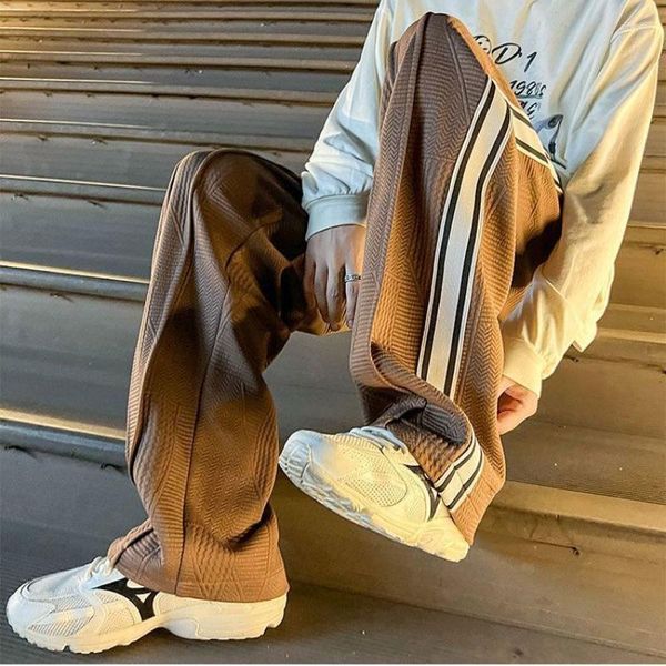 Pantaloni da uomo Autunno Harajuku Pantaloni sportivi a righe laterali Uomo Pantaloni larghi sportivi a gamba larga 2023 Moda coreana Y2k Streetwear Sudore