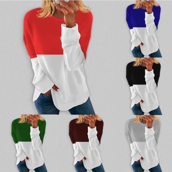 Maglioni da donna Doppio colore Girocollo Manica lunga Stile cool Casual Oversize Felpe con cappuccio da donna Pullover Top Felpa per donna Zip Up