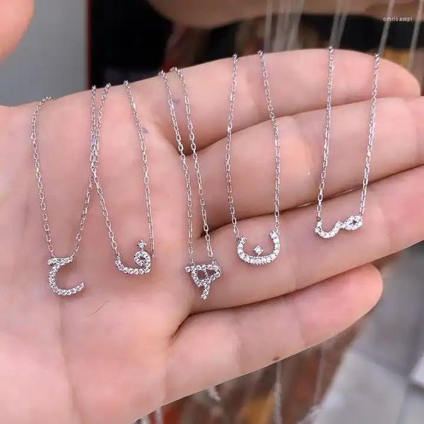 Ciondoli 2023 Disegni Arabo Lettera d'amore Collana con ciondolo Micro pavimentato 5A Cubic Zirconia Delicato argento sterling 925 Gioielli per ragazza da donna