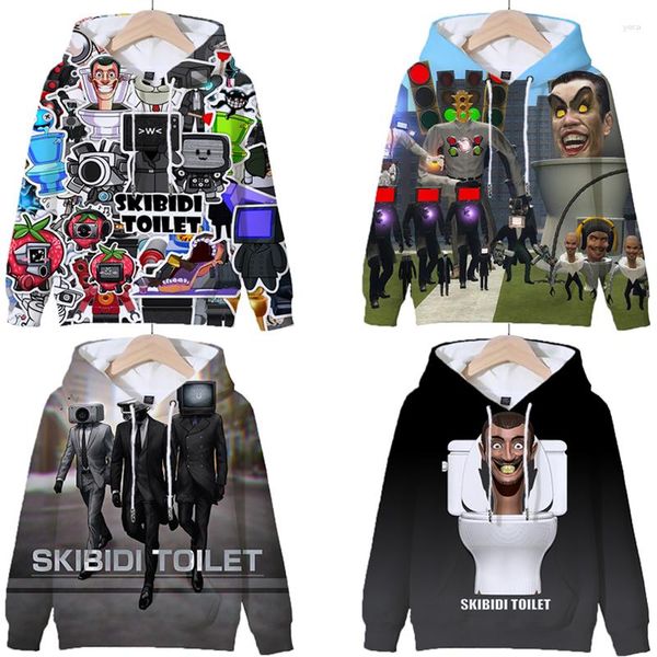 Erkek Hoodies 3D Skibidi Tuvalet Sweatshirt Erkekler için Sıradan Çocuklar Karikatür Kepon Üstleri Harajuku Sokak Giyim Çocuk Giyim Ceket