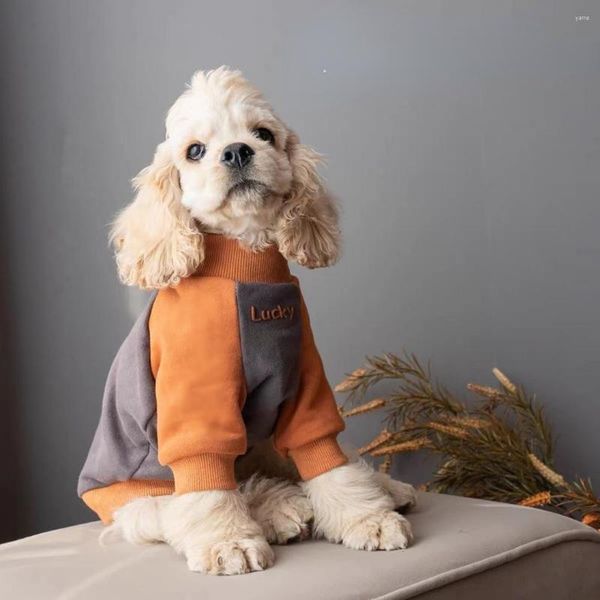 Cão vestuário gato cocker spaniel roupas teddy schnauzer foxhound primavera e outono desgaste em camadas sobre um quente de mangas compridas