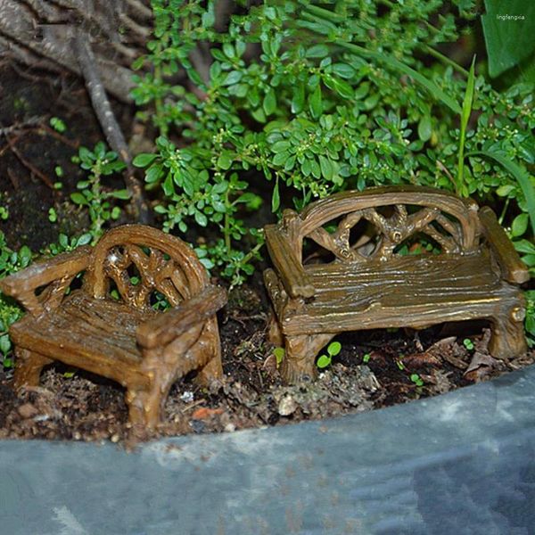 Decorações de jardim modelo de banco decorativo resina miniatura pequena fada realista micro casa de boneca cadeira decoração diy