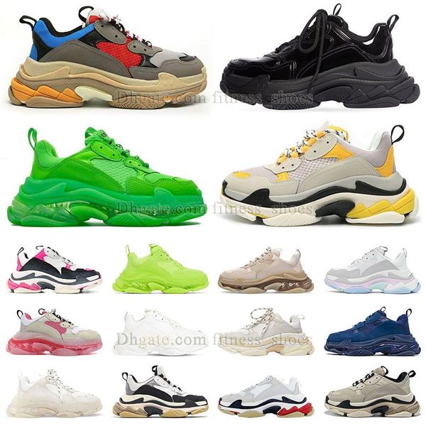 Balencigalies Triple S Herren Damen Freizeitschuhe Luxus-Plateau-Sneaker Klare Sohle Schwarz Weiß Beige Blaugrün Blau Bred Rot Rosa Herren-Trainer Jogging Walking Tennis Luxe