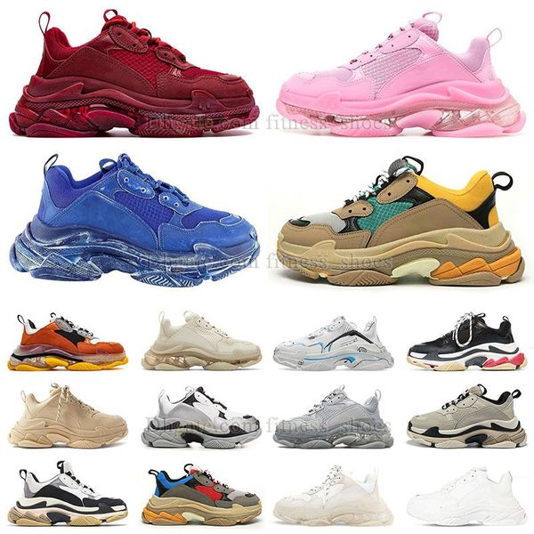 Neue Triple S-Männer und Damen-Designer-Freizeitschuhe, Plateau-Sneaker, klare Sohle, schwarz, weiß, grau, rot, rosa, blau, königliches Neongrün, Herren-Turnschuhe, Tennisgröße