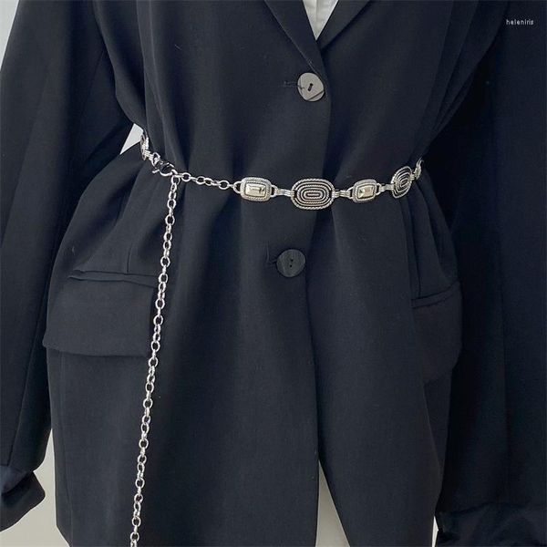 Gürtel 2023 Taillenkette Damen Dekorativer dünner Gürtel Einfach 100 Paar Kleid Silber Ethnischer Stil Eisen Modegurt