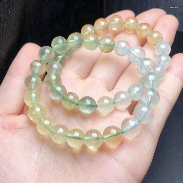 Braccialetti di collegamento Braccialetto di prehnite naturale Donne Guarigione della pietra preziosa Braccialetti di filo di cristallo Amanti Fidanzata Regalo di gioielli 1 PZ 10 MM