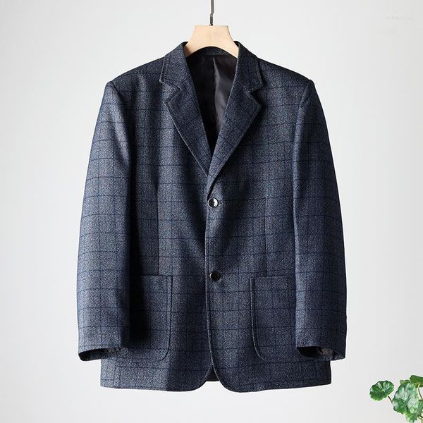 Herrenanzüge, hochwertiger Blazer, britisches Karomuster, elegante Mode, Premium, schlicht, Business, Freizeit, Hochzeit, Gentleman, schmale Anzugjacke