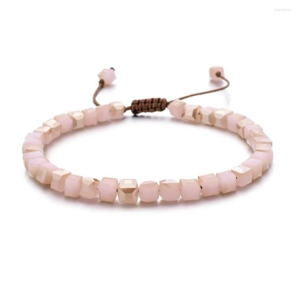 Braccialetti con ciondoli ZMZY Moda Bohemian 4mm Perle di vetro rosa Bracciale di cristallo Donne vintage Pietra etnica Regalo per la festa nuziale