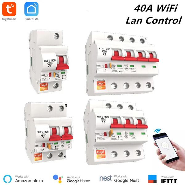 Andere Elektronik Tuya 40A 1P 2P 3P 4P WiFi Smart Circuit Breaker Automatischer Schalter Überlast-Kurzschlussschutz mit Alexa Google Home 231007