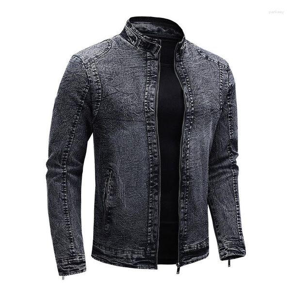 Herrenjacken Herbst Winter Stretch Denim Jacke Männer Outdoor Mode Einfarbig Windjacke Samt Warme Jeans Mantel Slim Fit Oberbekleidung