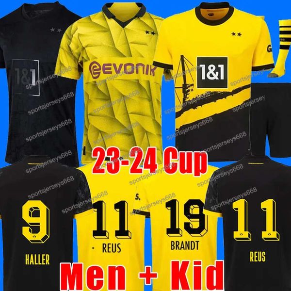 Haller Fußballtrikots 23 24 Cup Reus 2023 2024 Borussia Fußball Fußball Top Shirt Neongelb Hummels Brandt Dortmund Herren Kinder Spezialset _Jersey