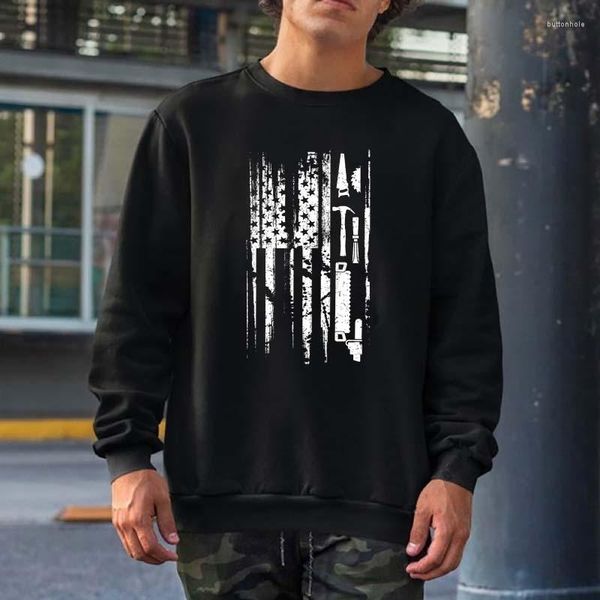 Hoodies masculinos bandeira americana carpintaria presente carpinteiro trabalho de madeira moletom masculino feminino streetwear crewneck com capuz algodão de grandes dimensões