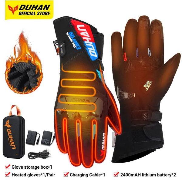 Luvas de cinco dedos DUHAN Luvas de aquecimento para motocicleta alimentadas por bateria Moto Guantes Luvas de equitação à prova d'água de inverno ao ar livre Mantenha aquecido Guantes Para Moto 231007