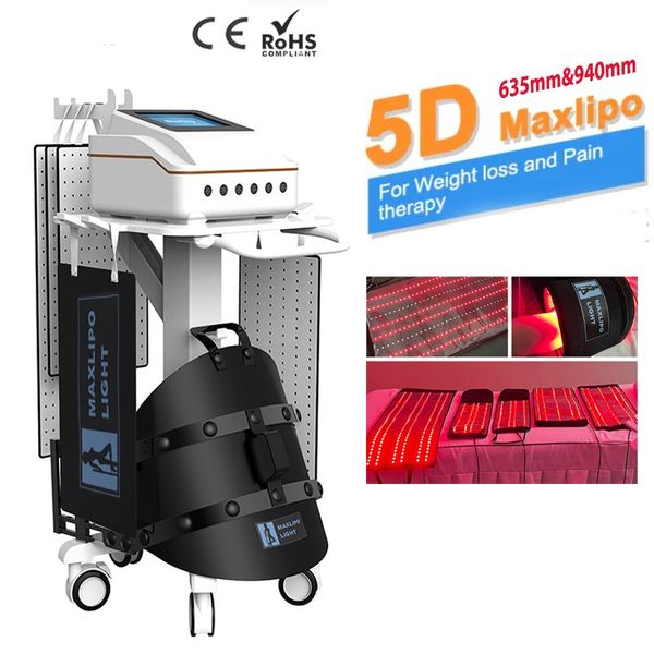 Лечение всего тела 5D Pro MaxLipo 635 940nm Lipo Laser Body Shaping Массажное оборудование для облегчения боли и ухода за кожей с помощью лазерной маски