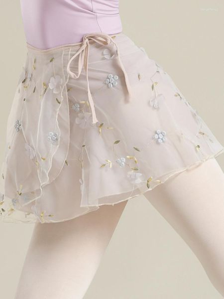 Abbigliamento da palcoscenico Ricamo Fiori Tutù di balletto Costume da ragazza Gonna latina per adulti Costumi femminili Body Abiti da danza classica